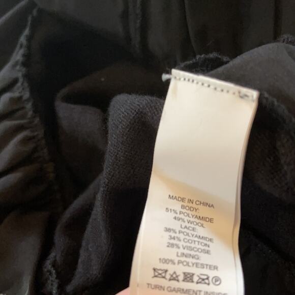 Kate Spade Broome Street Lace Inset Pearl Button Black Sweater Size Small - Picture 7 of 9